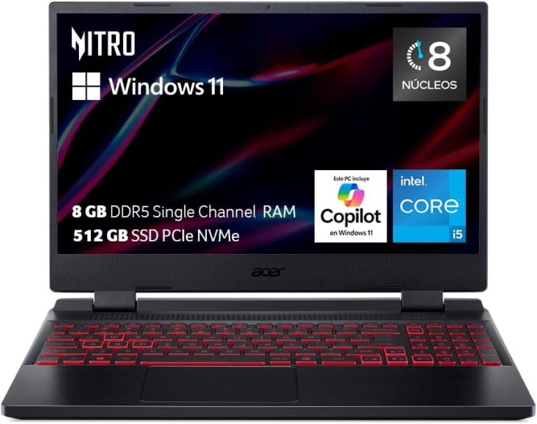 Acer Laptop Gaming Nitro 5 2024 – Core i5 12ª Gen, RTX 2050, 8GB RAM, 512GB SSD y Panel IPS FHD