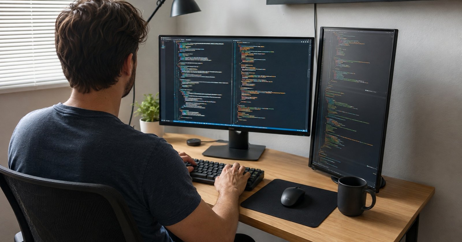 Cómo acomodar dos monitores en un escritorio pequeño para programar