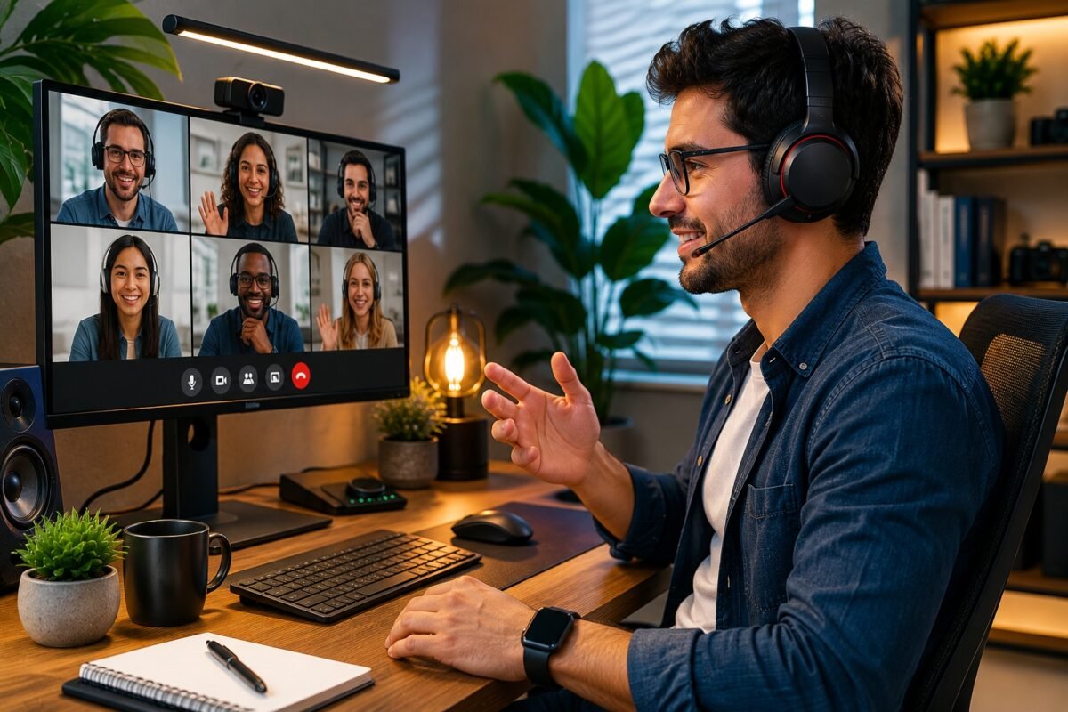 audífonos con micrófono para reuniones y videollamadas