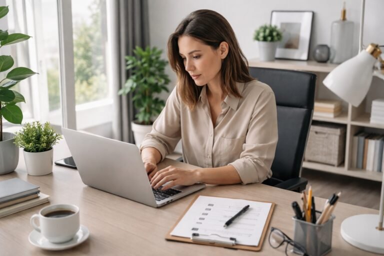 persona enfocada trabajando y evitando procrastinar en el trabajo