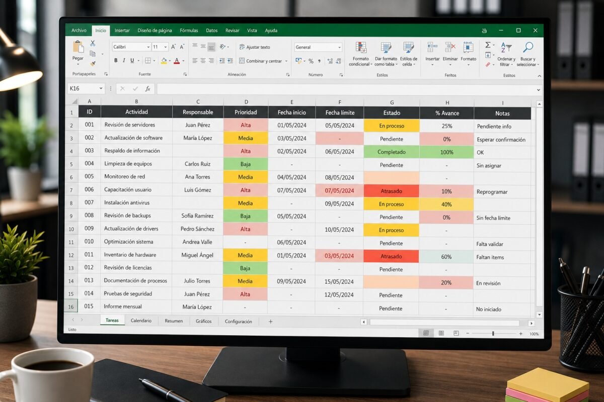 errores comunes al gestionar tareas en excel