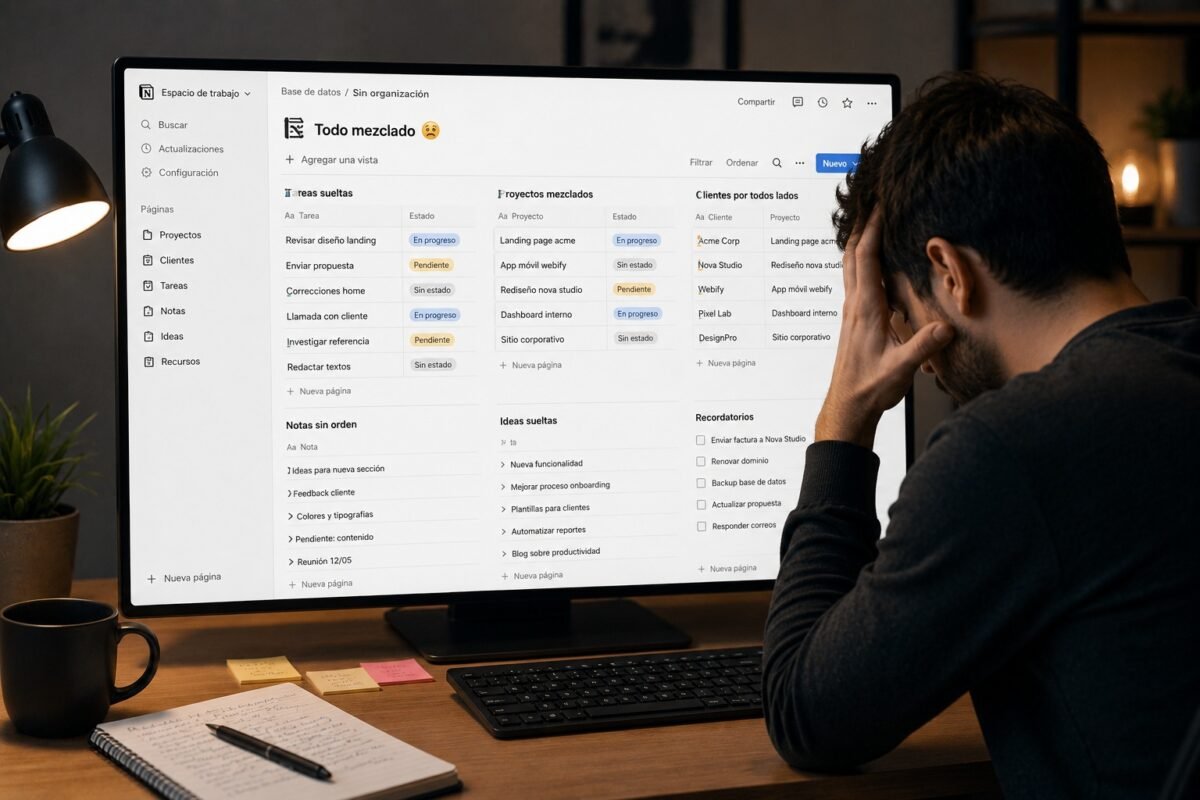 errores comunes al organizar clientes en Notion