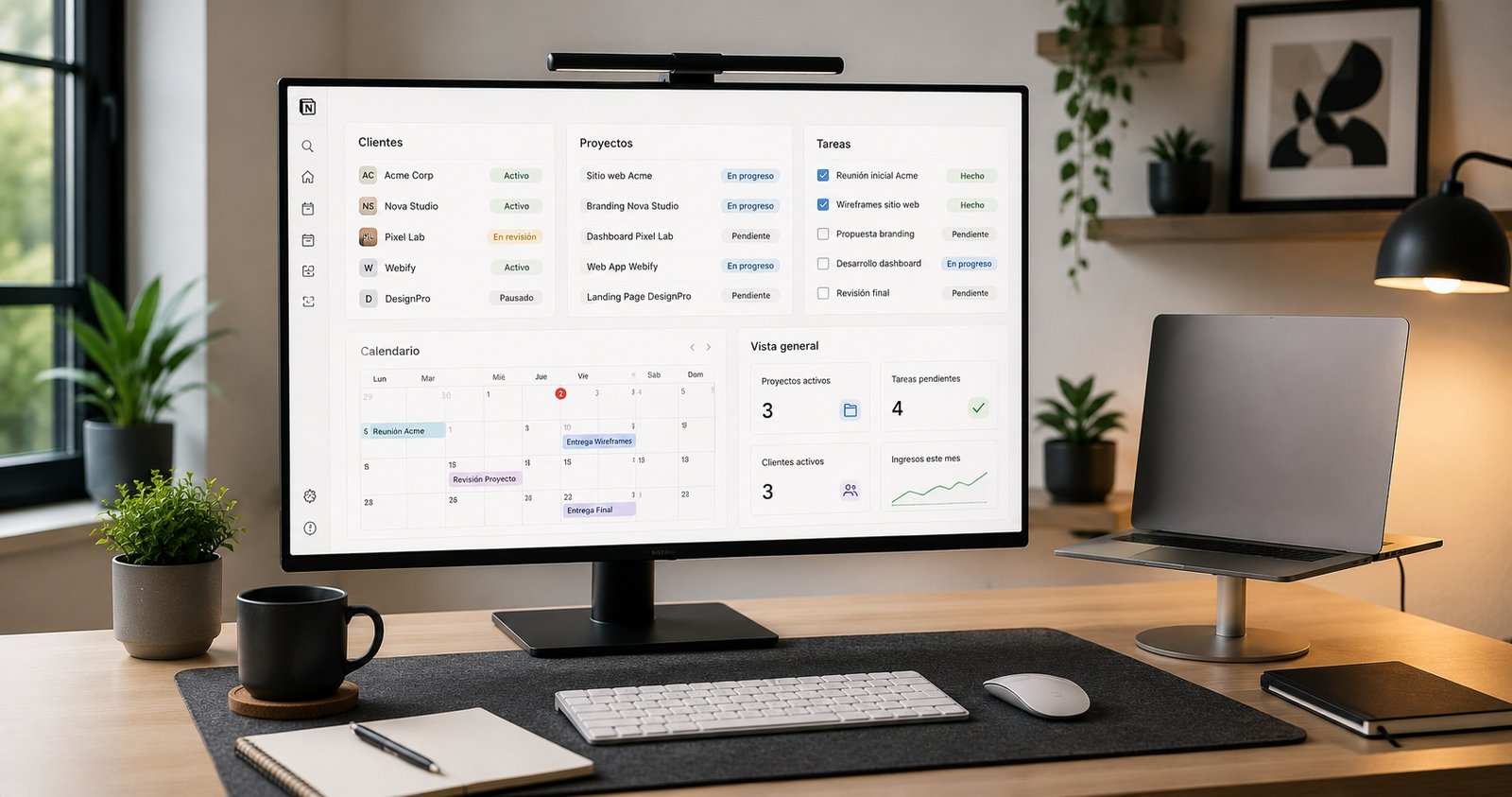 gestion clientes notion freelancers utilizando un dashboard organizado en Notion