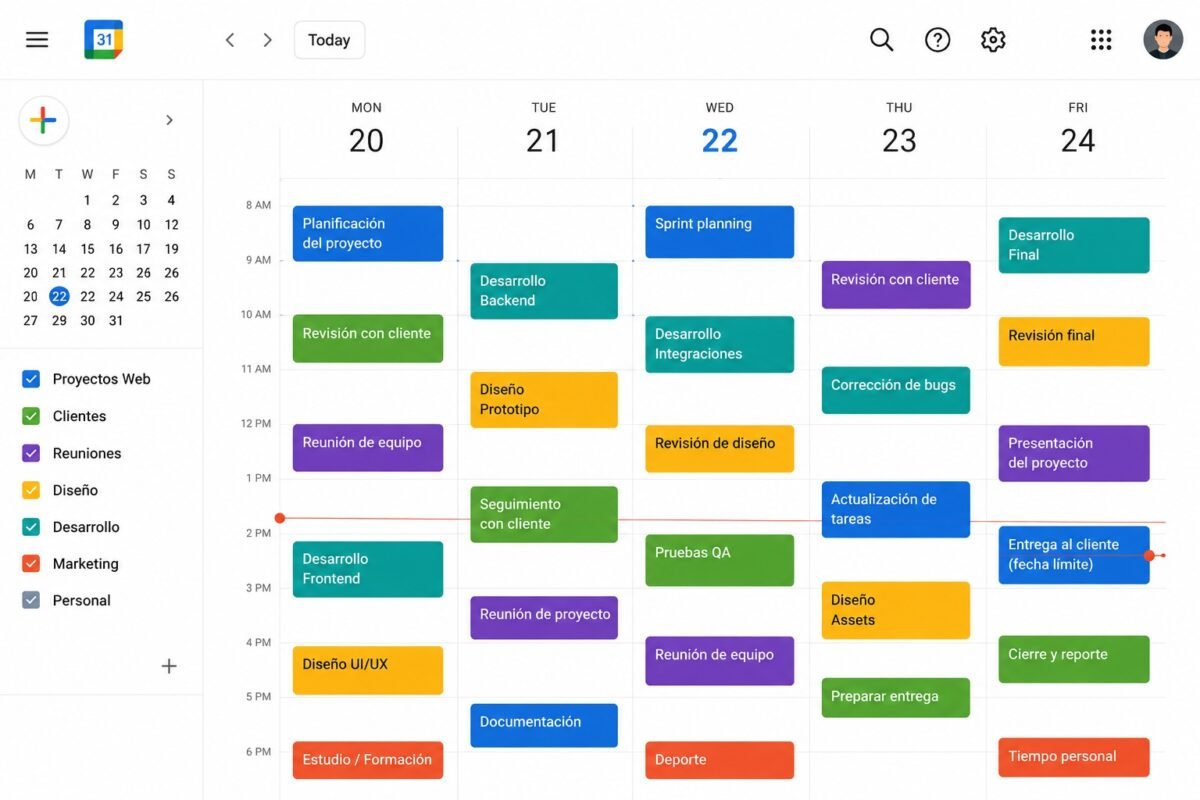 gestión de proyectos con Google Calendar y fechas de entrega