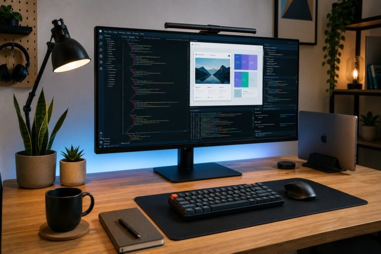monitor programacion diseno web multitarea para trabajo remoto
