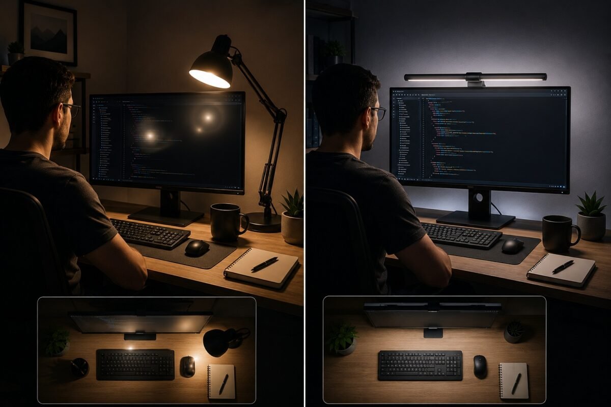 diferencias entre una screenbar y una lámpara de escritorio