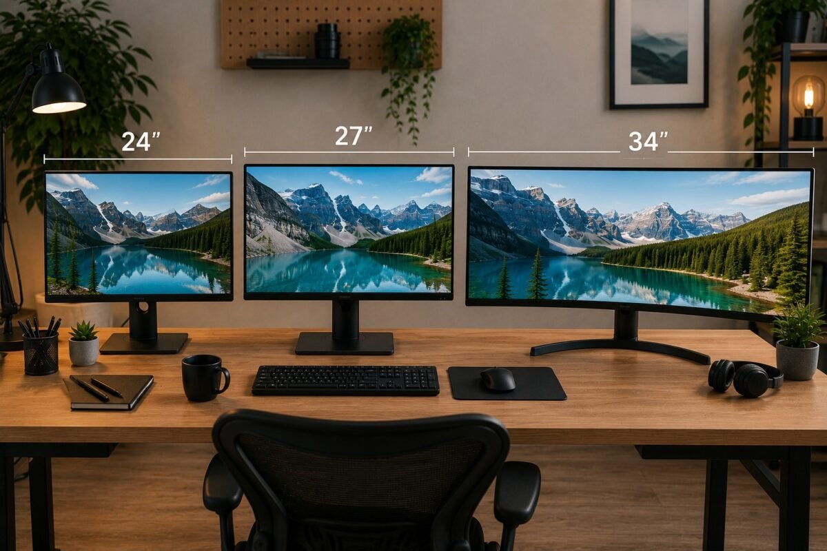 comparación de tamaños de monitor para productividad